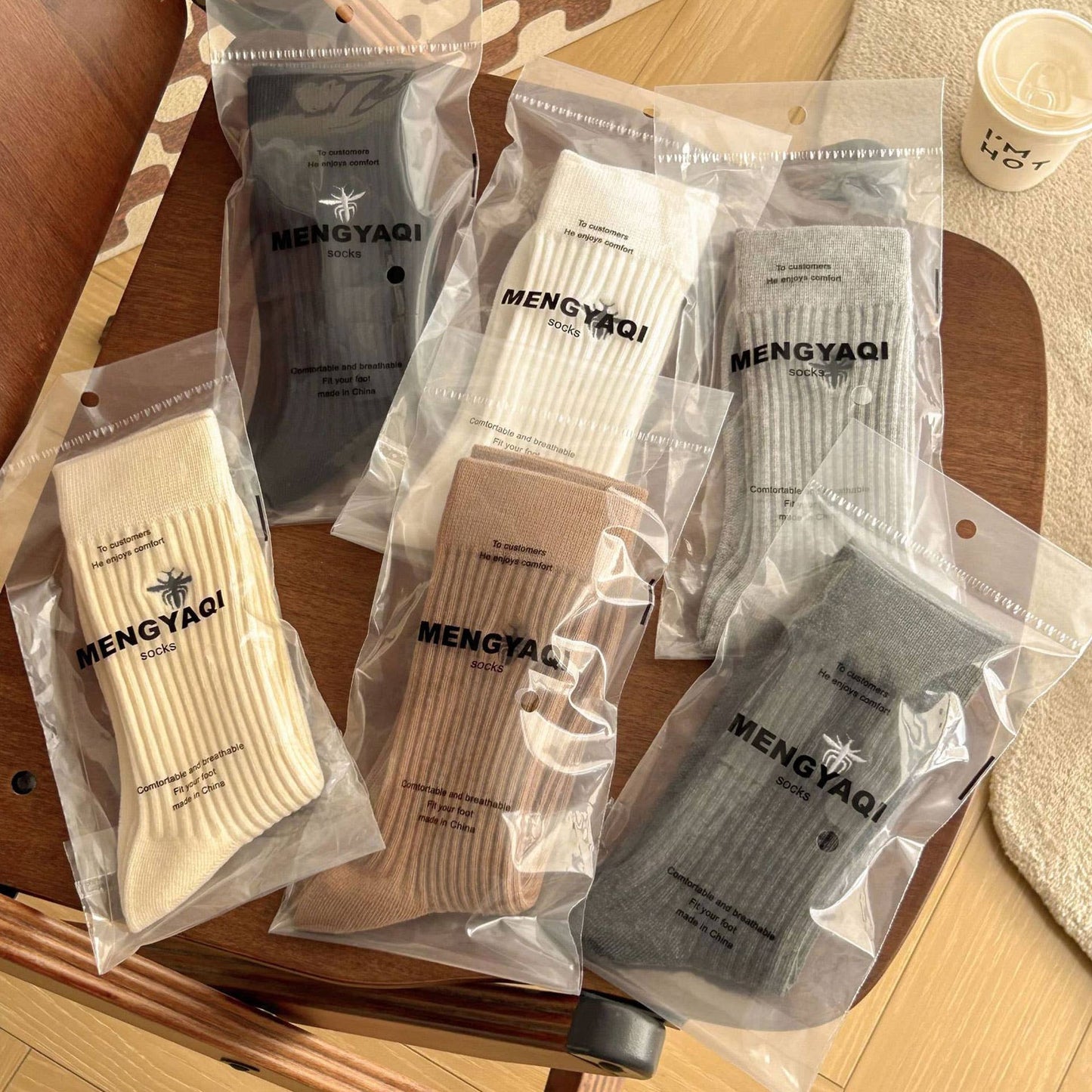 Leisure Bee Embroidery Crew Socks For Women