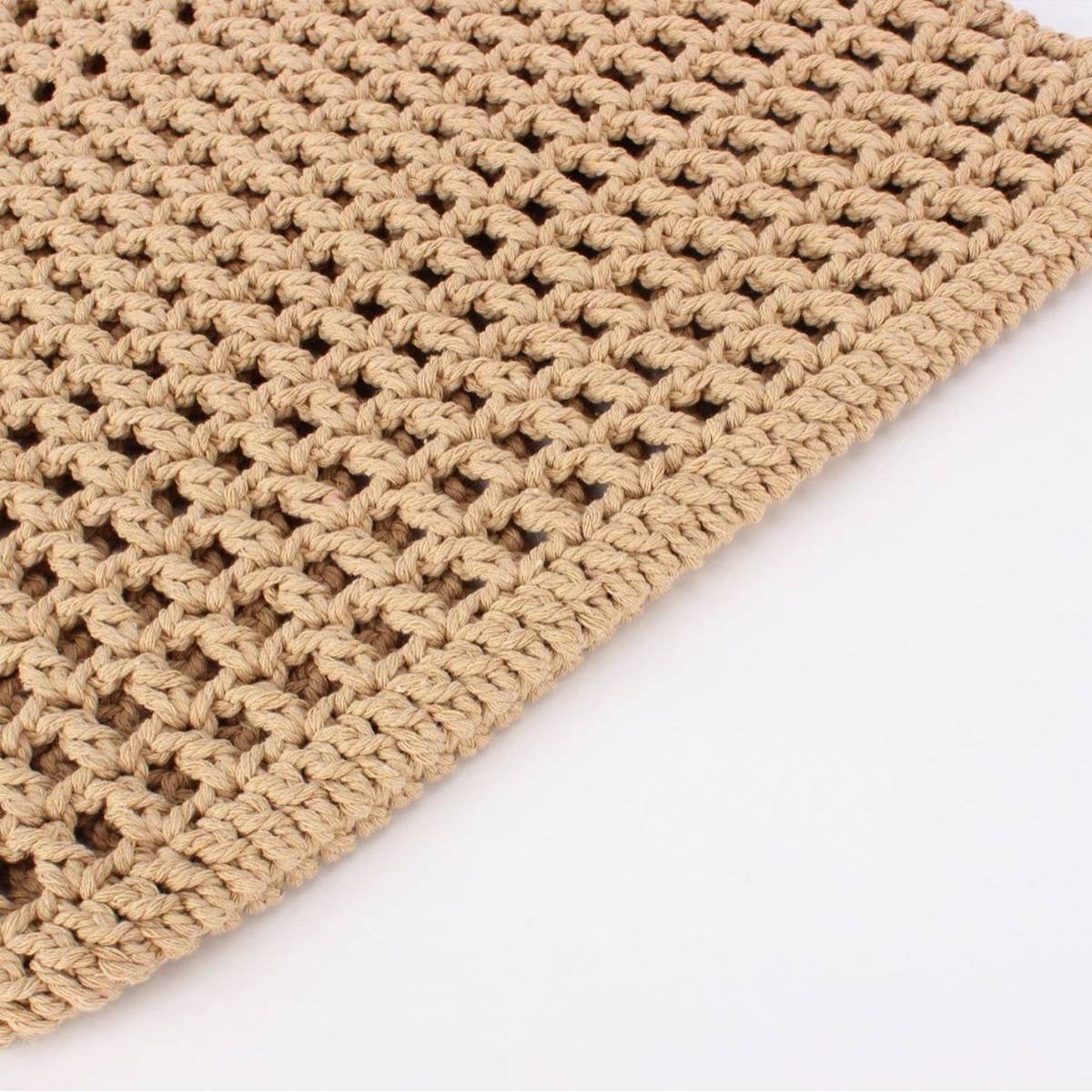 WOVEN HOLLOW - OUT COTTON STRING BEACH TOTE BAG_CWAB4676