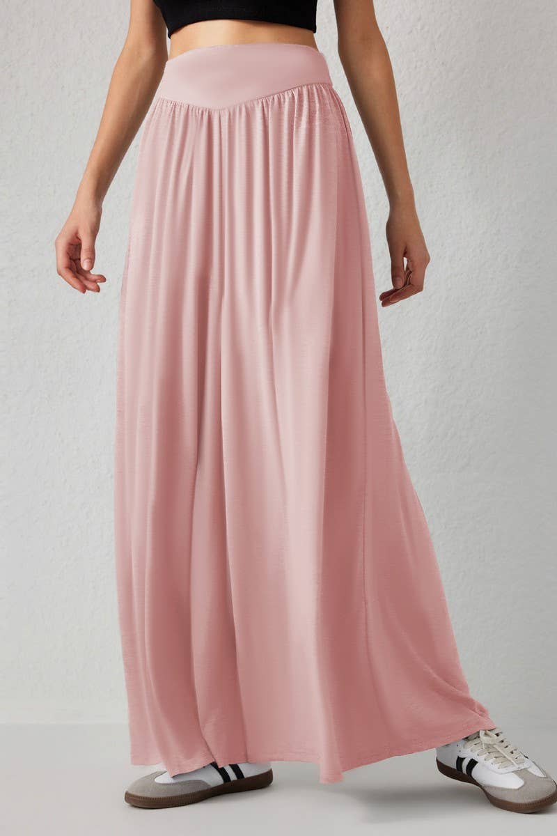 CWBLP1863_SOLID COLOR CASUAL HIGH WAIST WIDE LEG PANTS