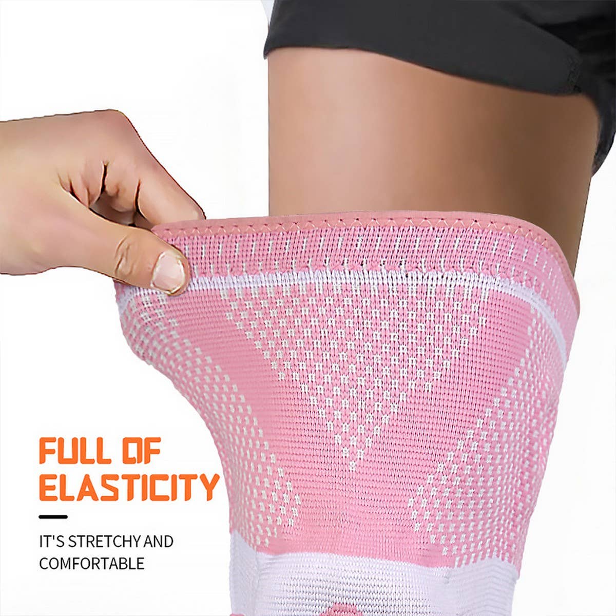 Pink Silicone Pad Knee Brace with Dual Springs_CWMM7897