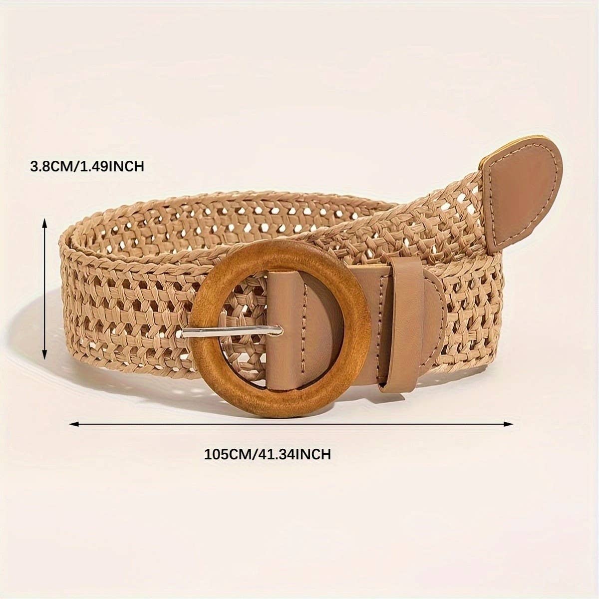 CWABE1182_WOMEN'S CASUAL BRAIDED ROUND BUCKLE WAIST BELT