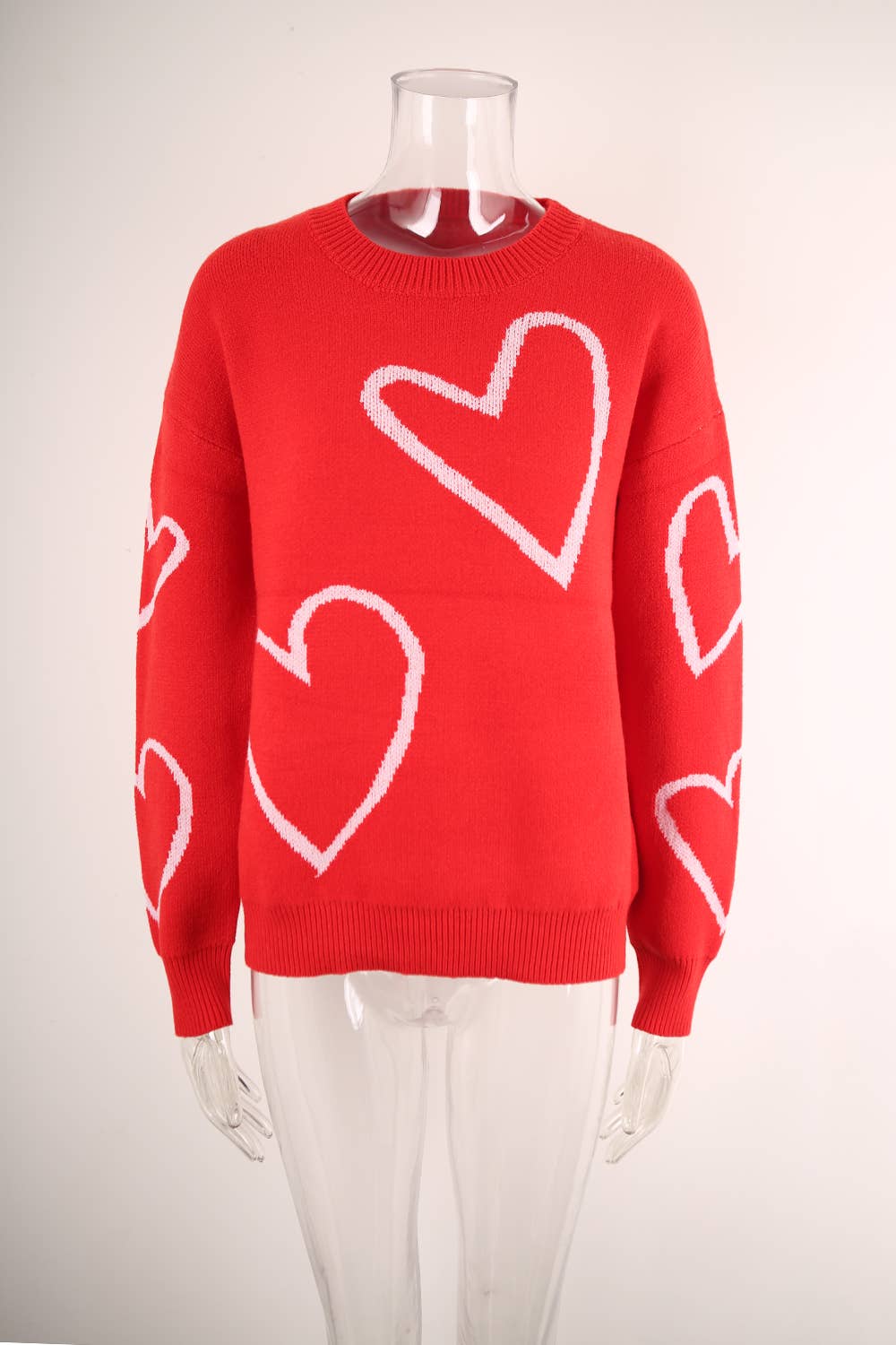 Valentine's Day color contrast heart pullover sweater