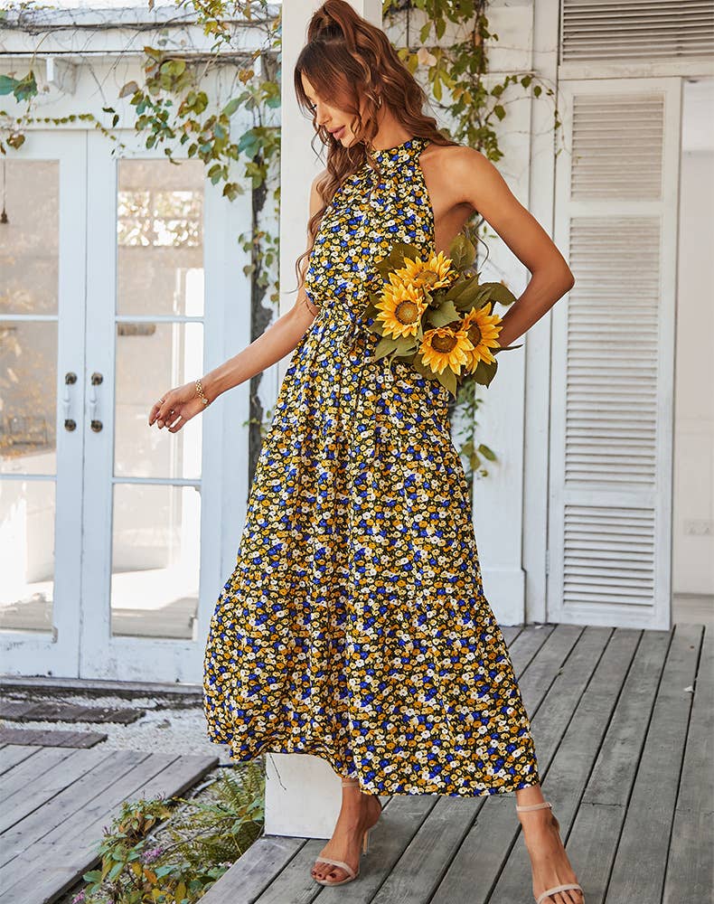 NECKLINE FLORAL HEMLINE DRESS