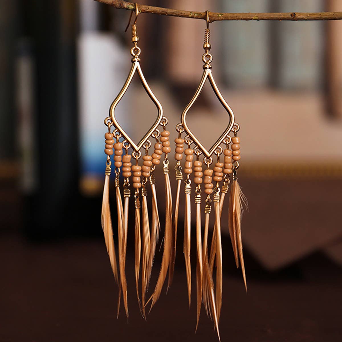 BOHO VINTAGE TASSEL FEATHER EARRINGS_CWAJE0805