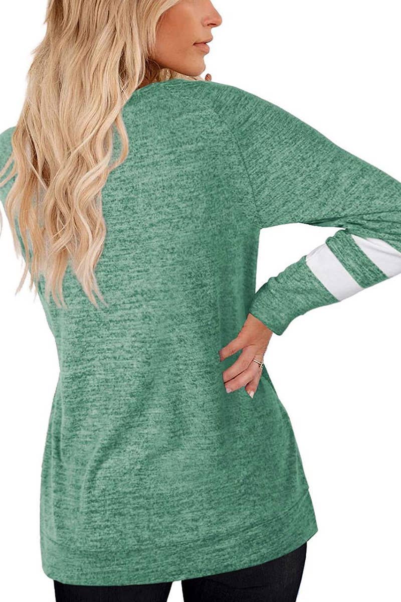 WOMEN OVERSIZED BOYFRIEND V NECK PULLOVER_CWTSTL0303