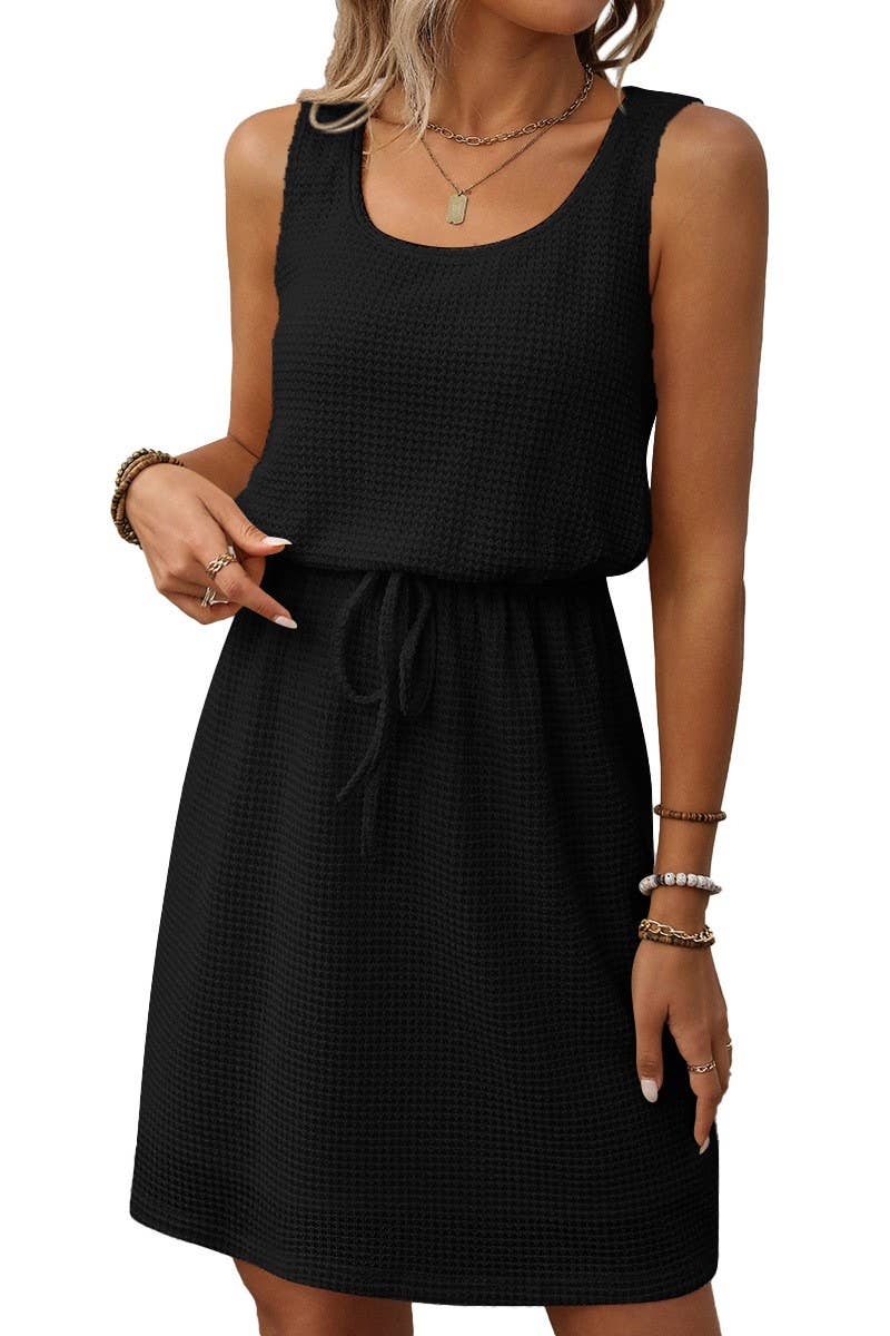 CWDSD7454_SUMMER SQUARE NECK SLEEVELESS VEST DRESS
