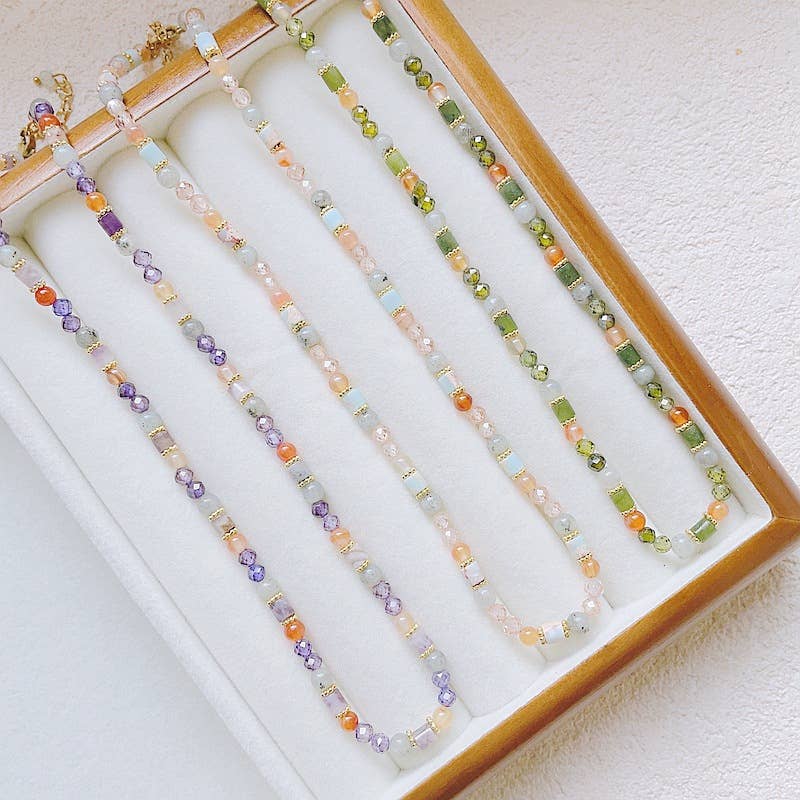 Natural stone hand-beaded Baroque pearl necklace