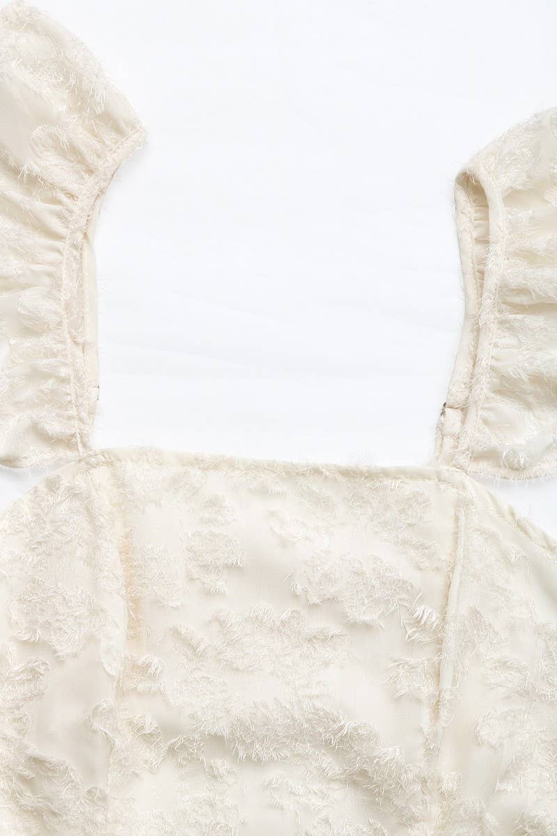 CWDSD7834_RUFFLE SLEEVE BACKLESS HOLLOW OUT SUMMER DRESS