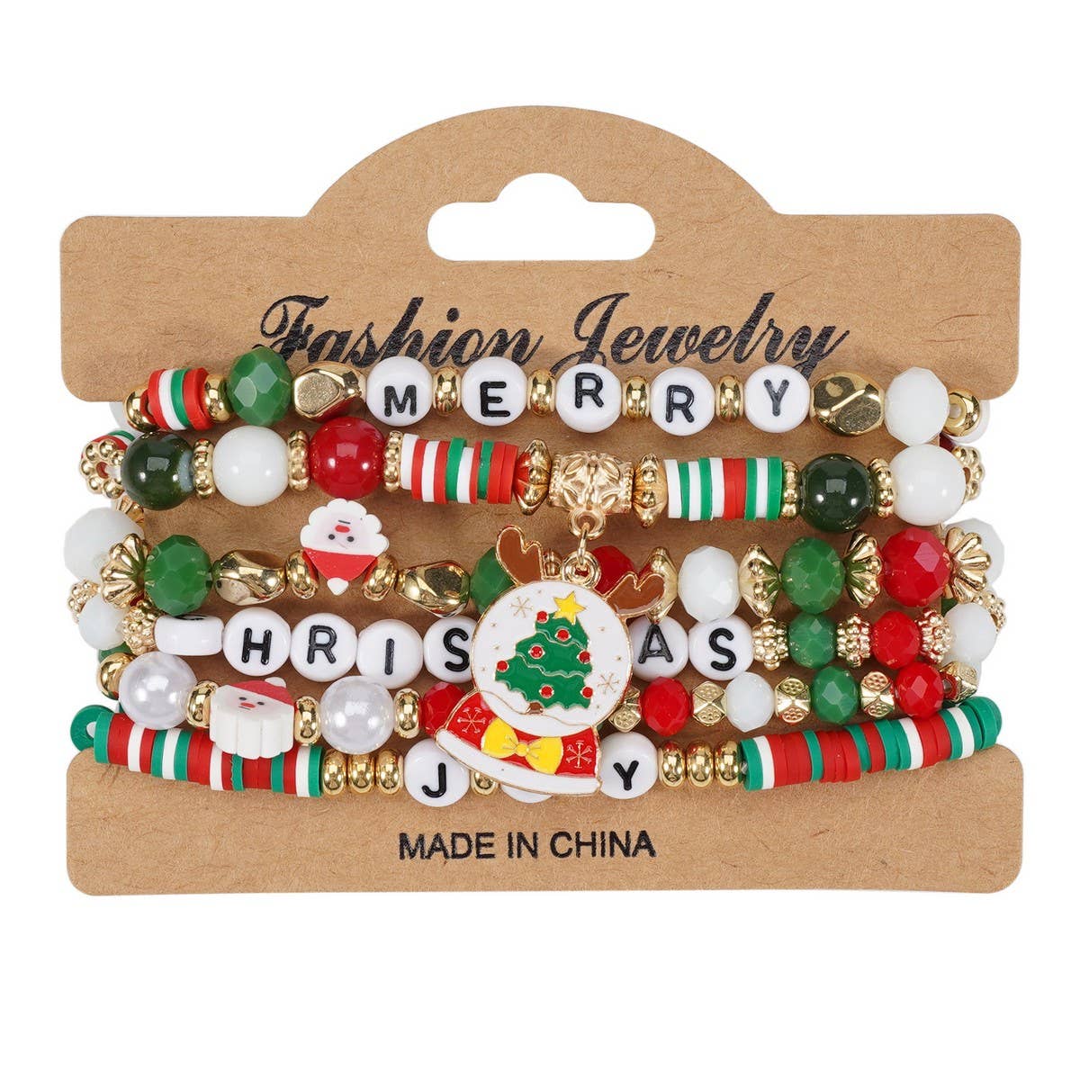 CWAJE05702_CHRISTMAS SNOWMAN TREE REINDEER CHARM BRACELET