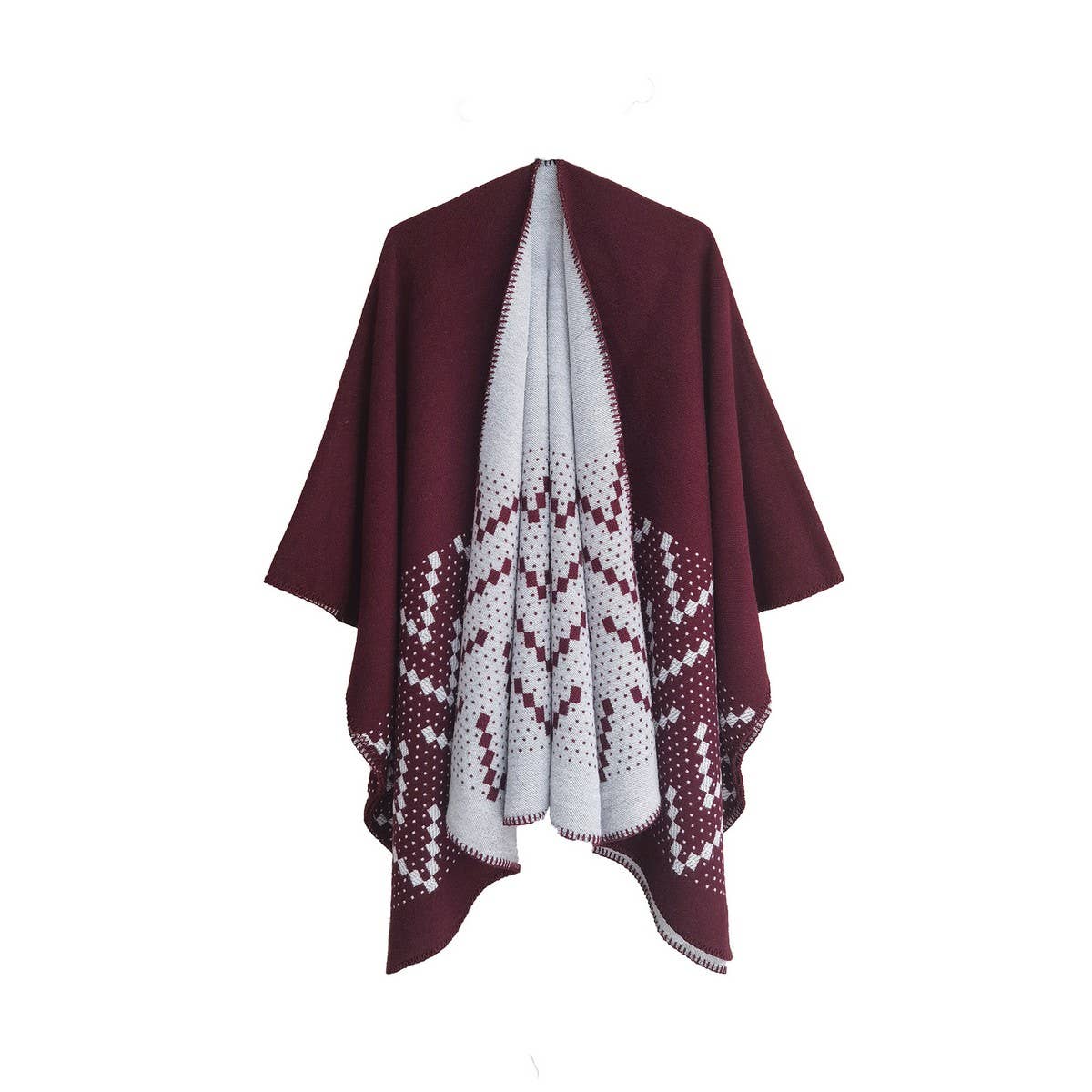 WOMEN COLOR MATCH WRAPPED CARDIGAN SHAWL