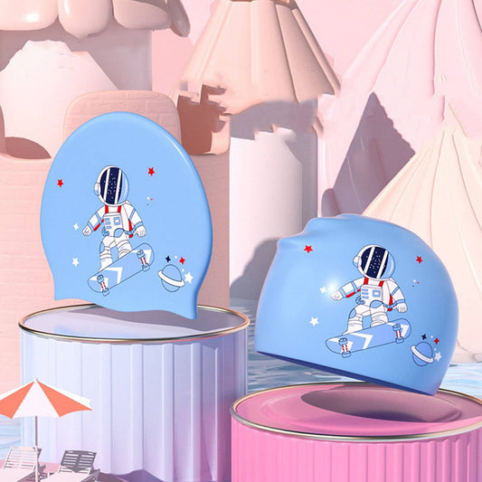 Boys' Silicone Swim Cap ??Astronaut Print_CWMM6783