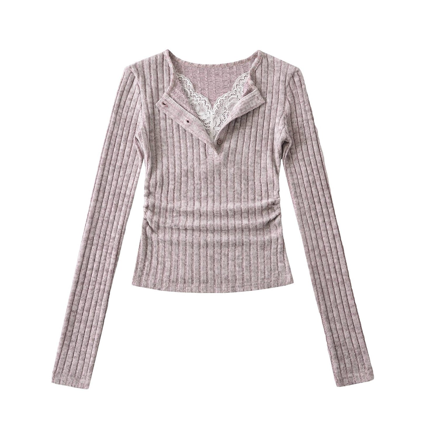 STITCHING FAKE TWO KNITTED LONG-SLEEVED T-SHIRTS