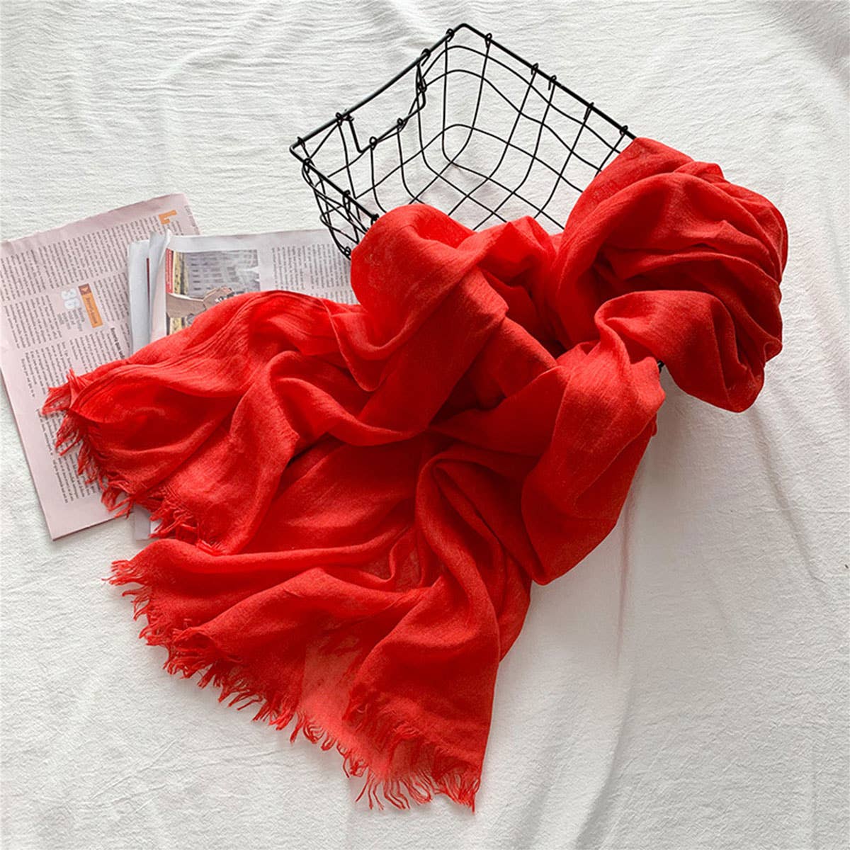 Cotton Linen Solid Color Beach Shawl Scarf