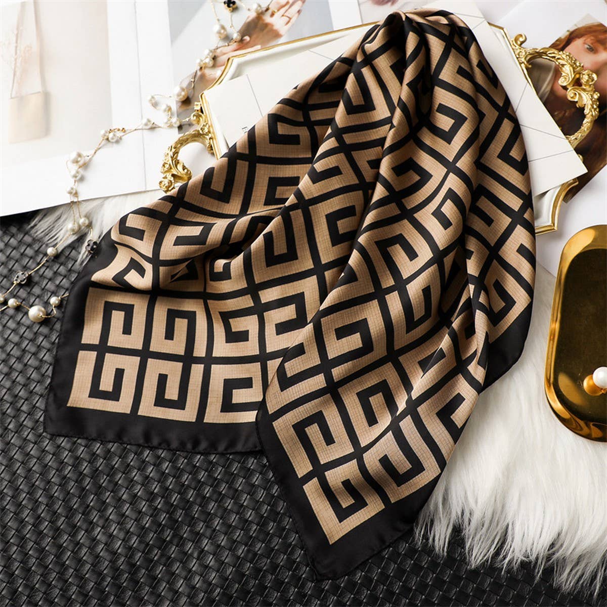 Luxury Small Silk Scarf,Versatile Shawl