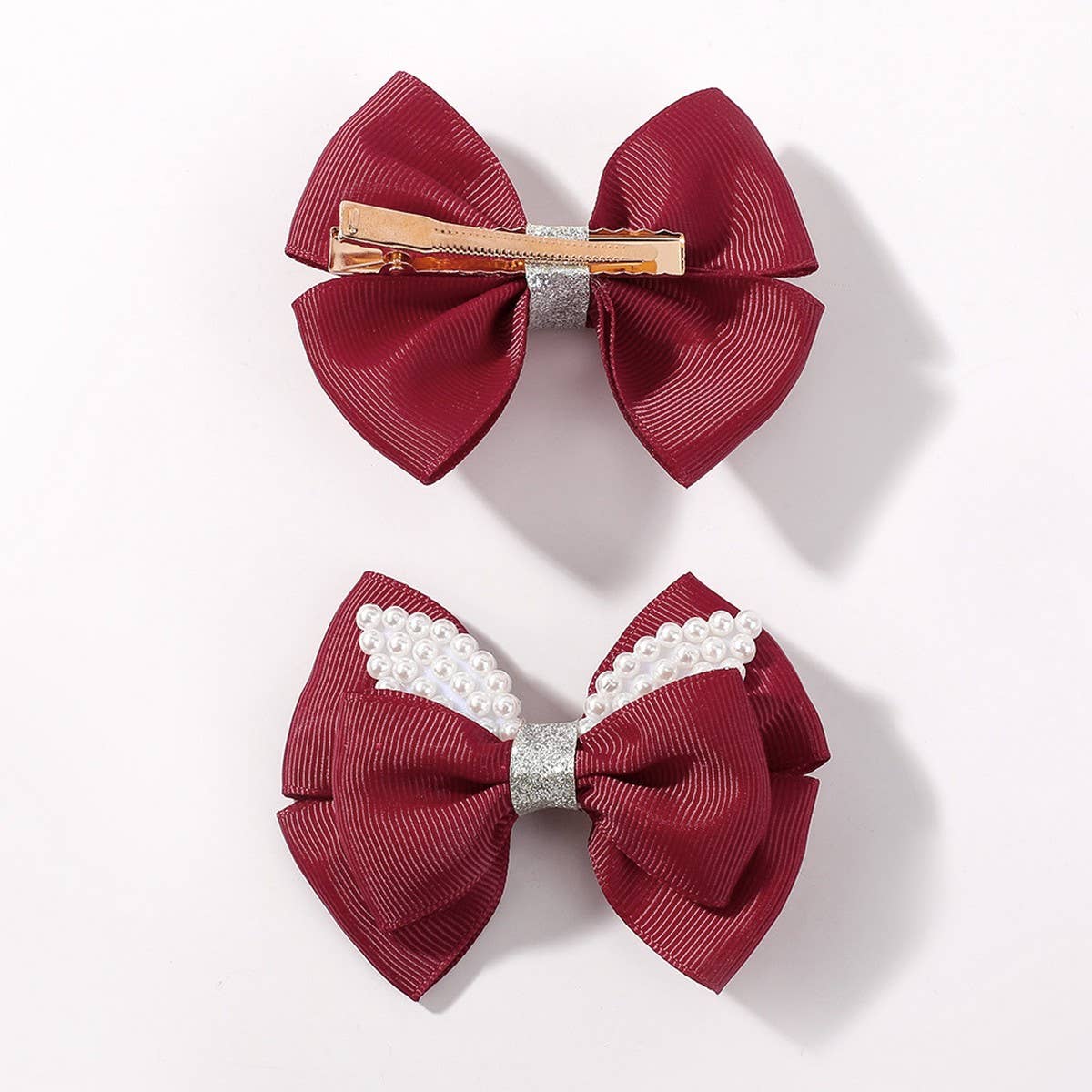 Handmade Glitter Bow Hair Clip Set for Girls