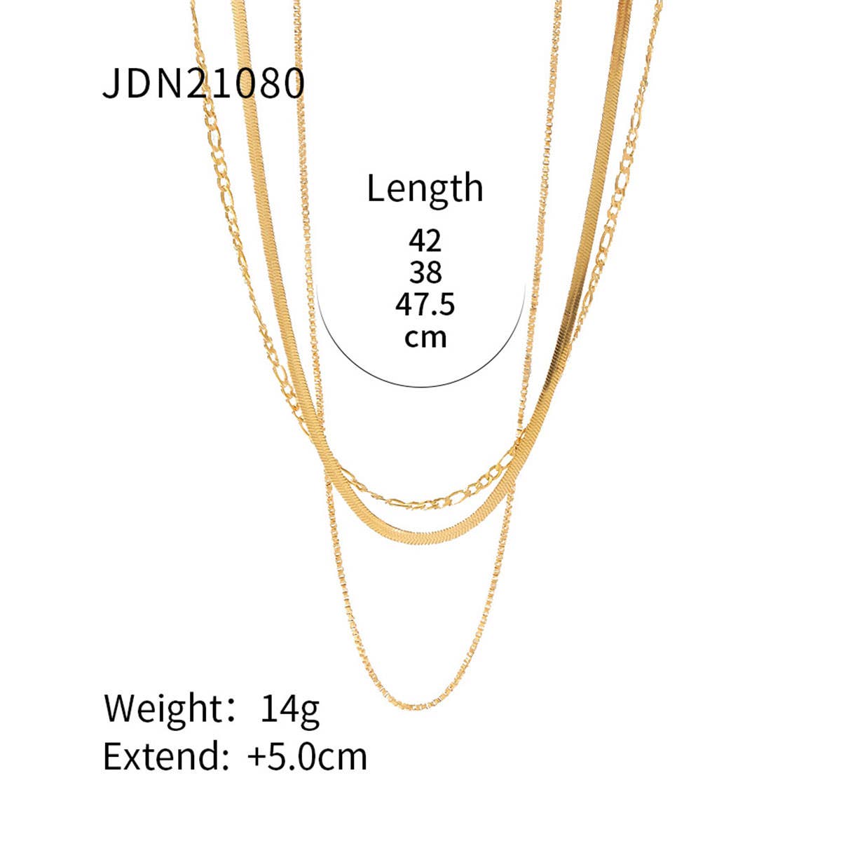 MULTILAYER GOLD PLATE STAINLESS STEEL NECKLACE