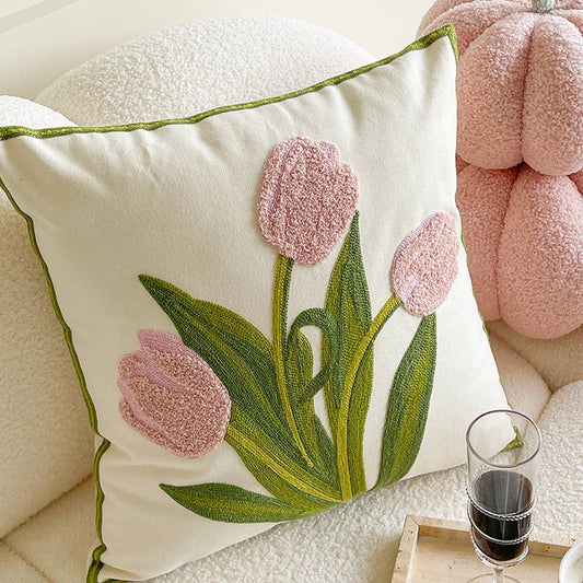 Tulip Pillow Cover Cute Sofa Bed Waist Cushion