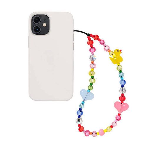 CWMM8714_SIMPLE RAINBOW BEADED HEART PHONE CHAIN