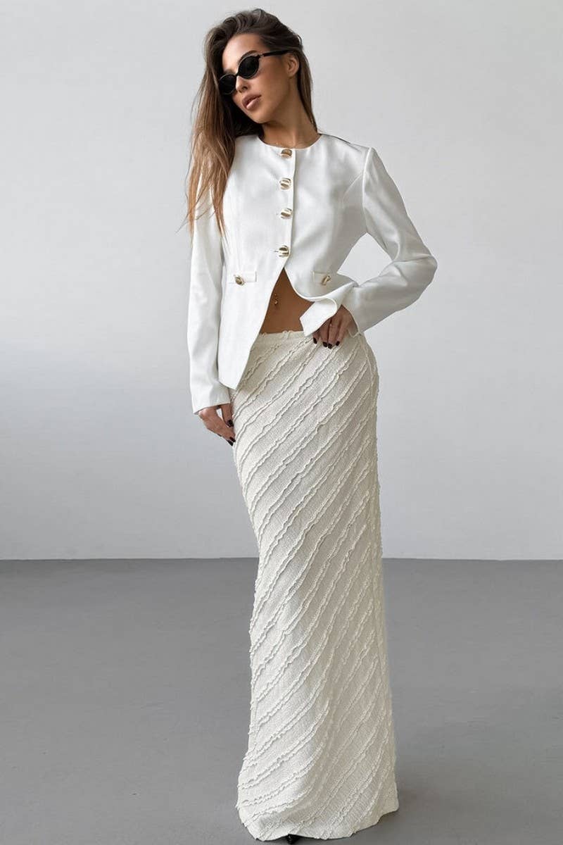 CWBLS0368_HIGH WAIST LACE TRIM SLIM MAXI SKIRT