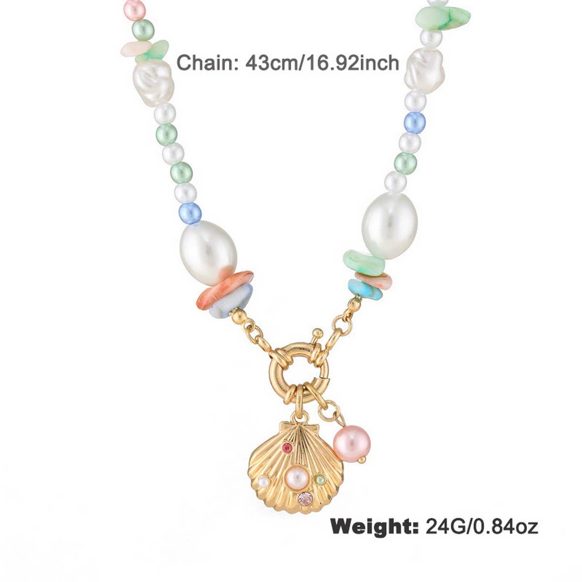 WOMEN'S COLORFUL PEARL SHELL BEADED NECKLACE