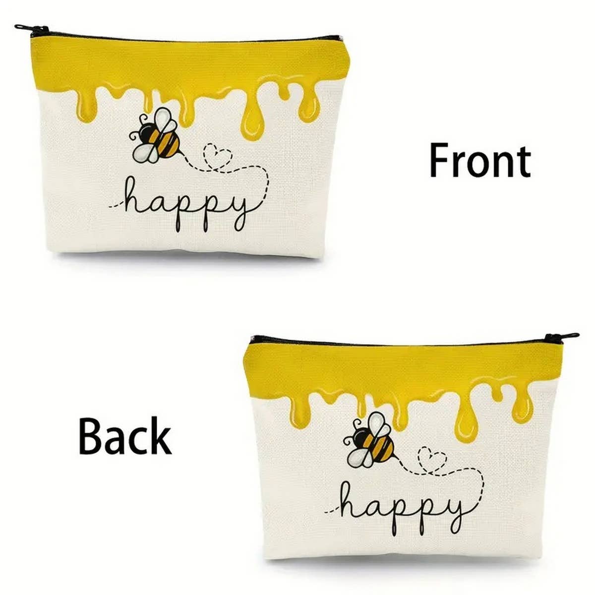 BEE FESTIVAL LINEN REVERSIBLE PRINT COSMETIC BAG_CWAB2249