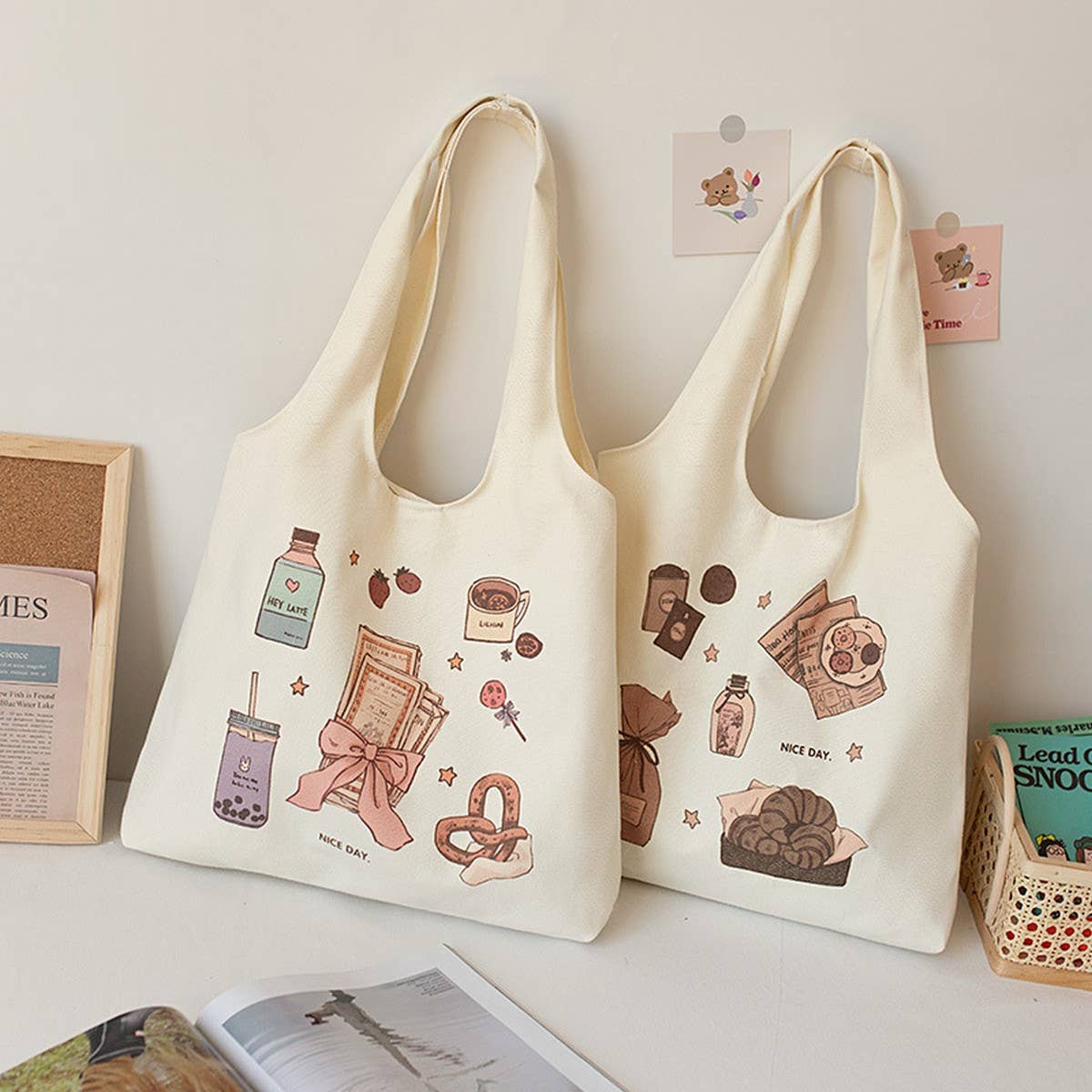 Literary Style Canvas Tote Bag for Women, Large_CWAB5654