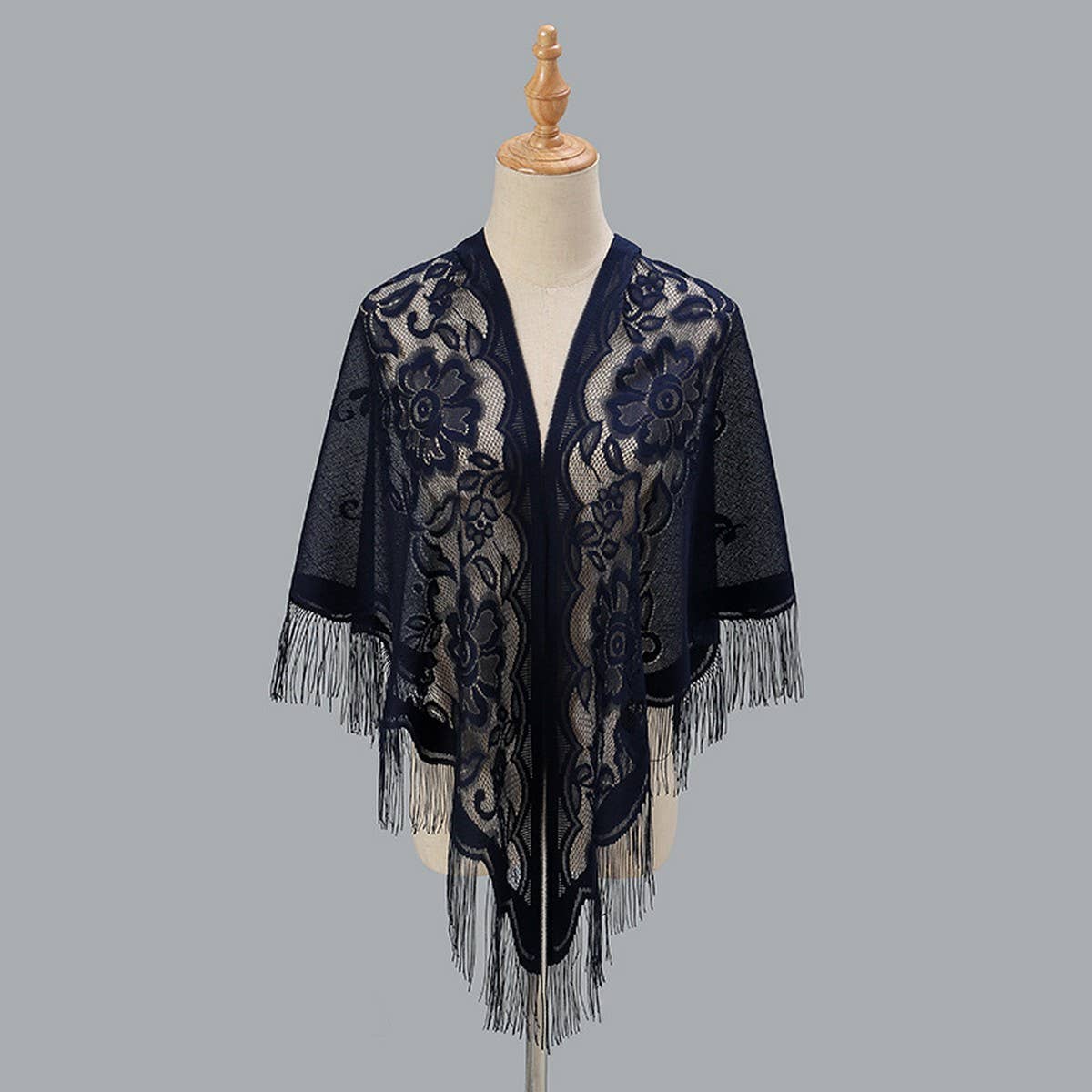 Breathable Tassel Triangle Scarf - Hollow Knit Wrap_CWMM1993