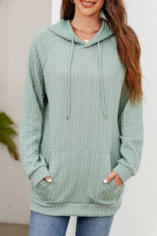 CWOHOL0983_HOODED DRAWSTRING LONG SLEEVE POCKET KNIT HOODIE