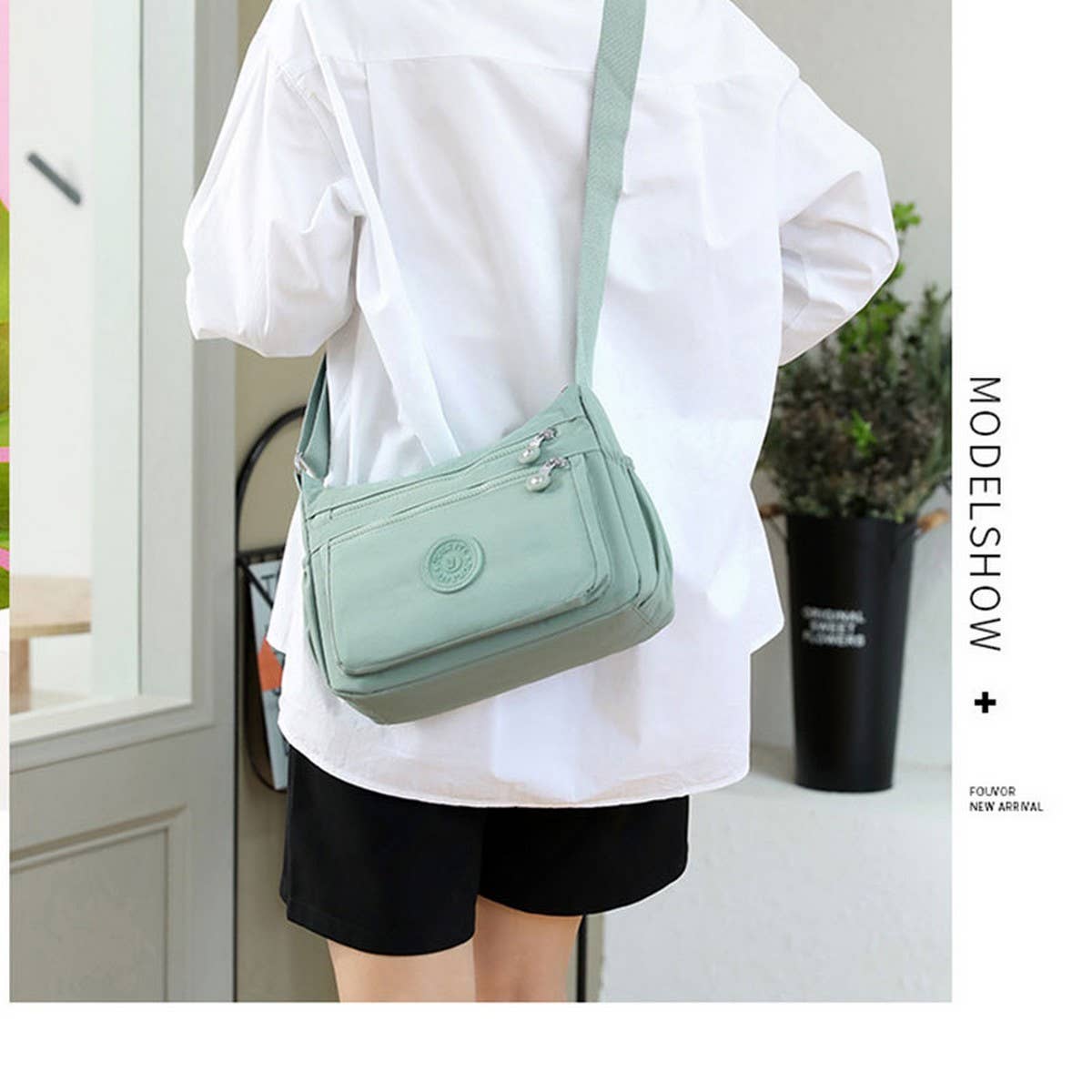 SIMPLE NYLON PRINTED CROSSBODY SHOULDER BAG_CWASC1727