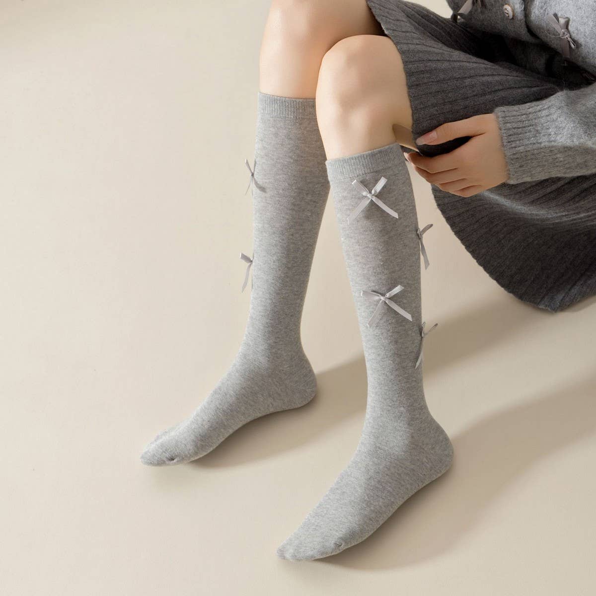 JK CALF SOCKS DECORATION BOW COTTON STOCKINGS