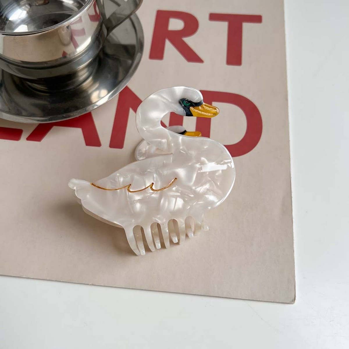 Bird Hair Claw??œAcetate Swan Peacock & Swallow Clip_CWAHA5763