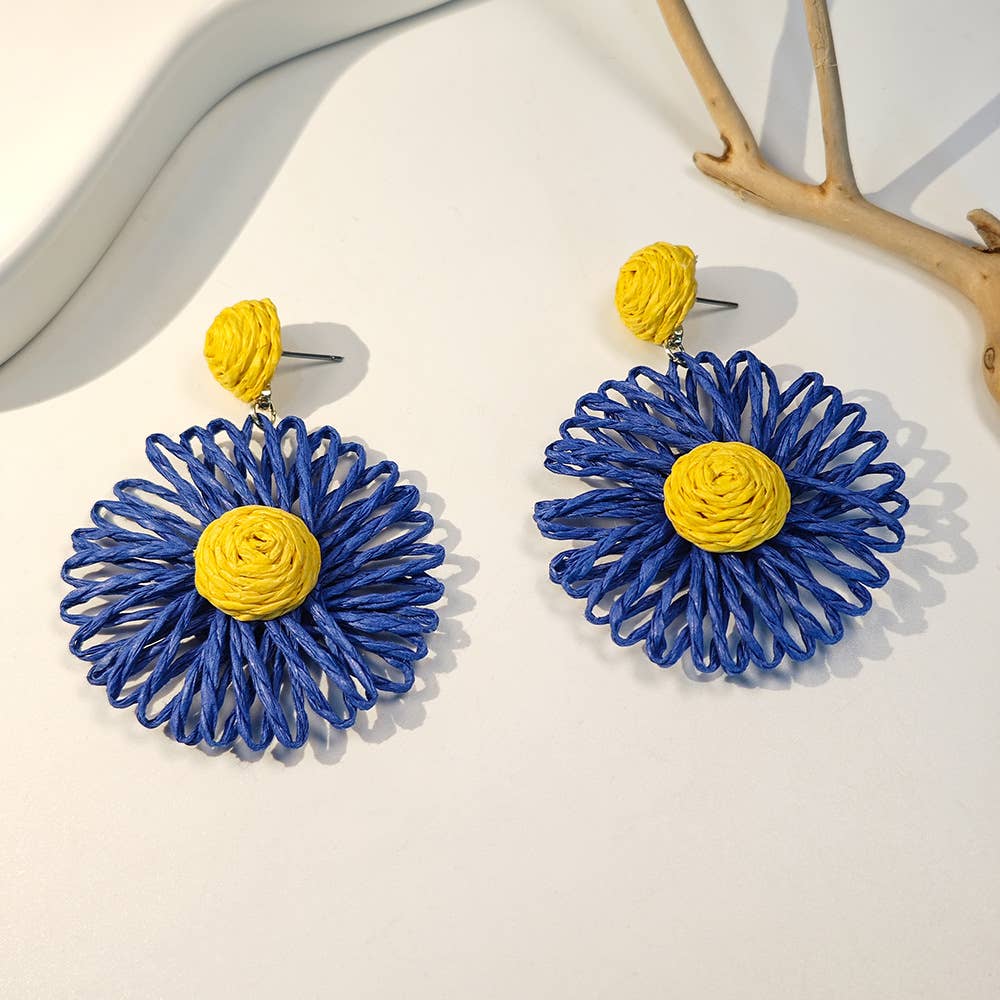 Bohemian vacation woven Raffia grass earrings