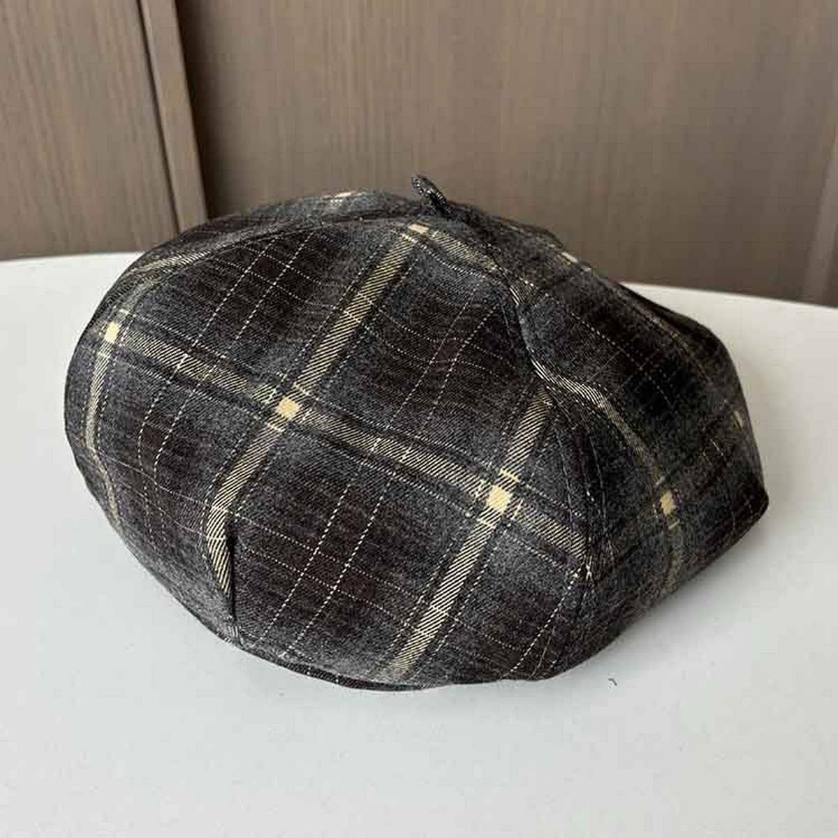 VINTAGE BRUSHED COTTON CHECK BERET_CWAB2910