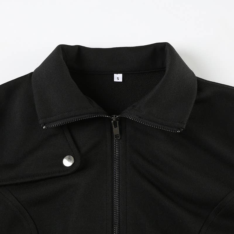 STAND-UP COLLAR DOUBLE-HEAD ZIP-UP CARDIGAN