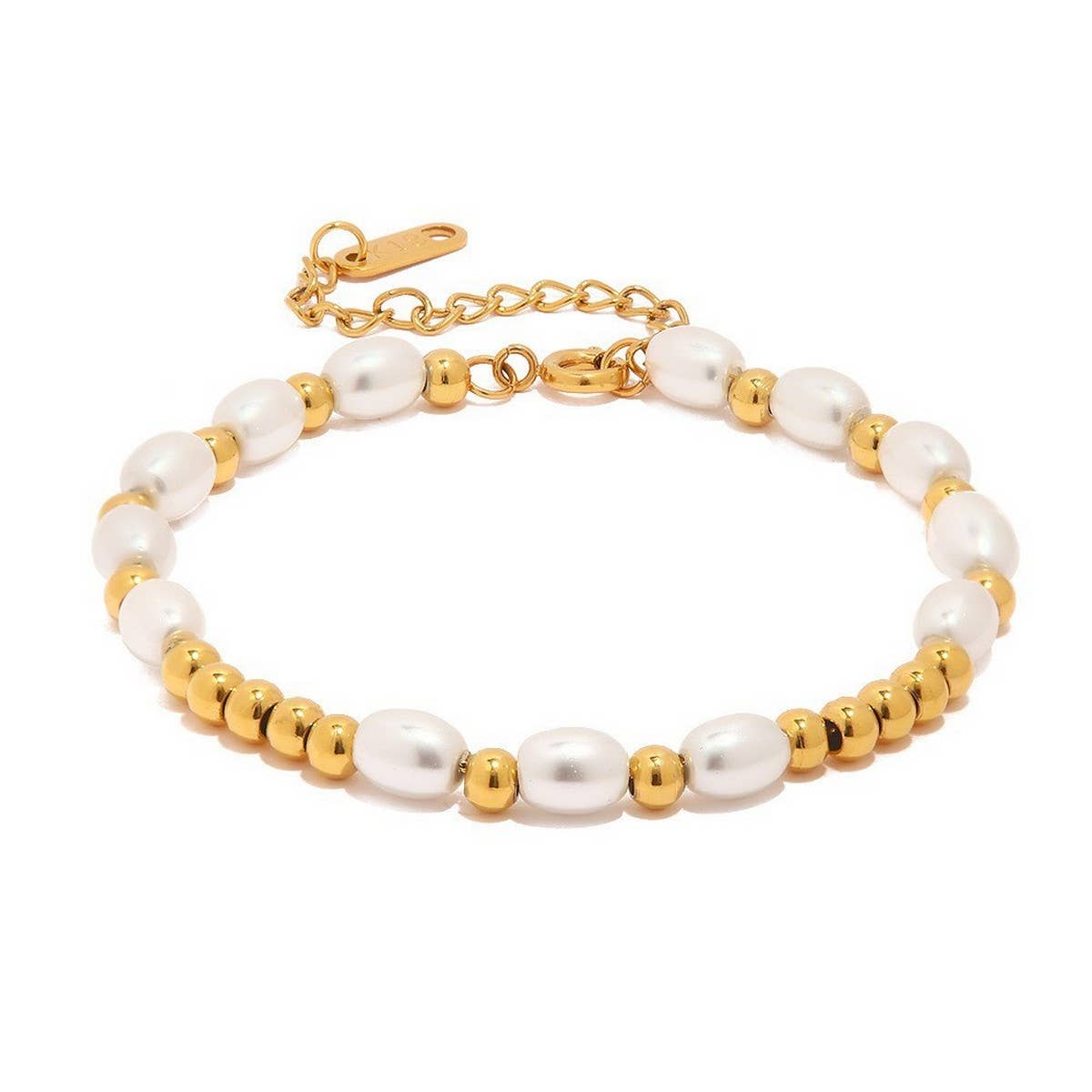 18K Gold Pearl Bracelet, No Fade Stainless Steel_CWAJE4667