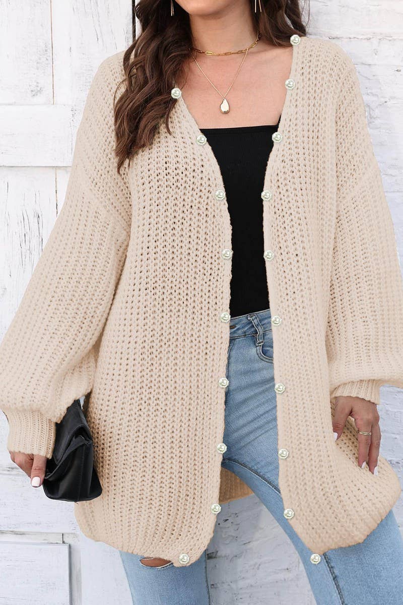 CWOSWL07390_WOMEN OVERSIZED CHUNKY KNIT CARDIGAN SWEATER