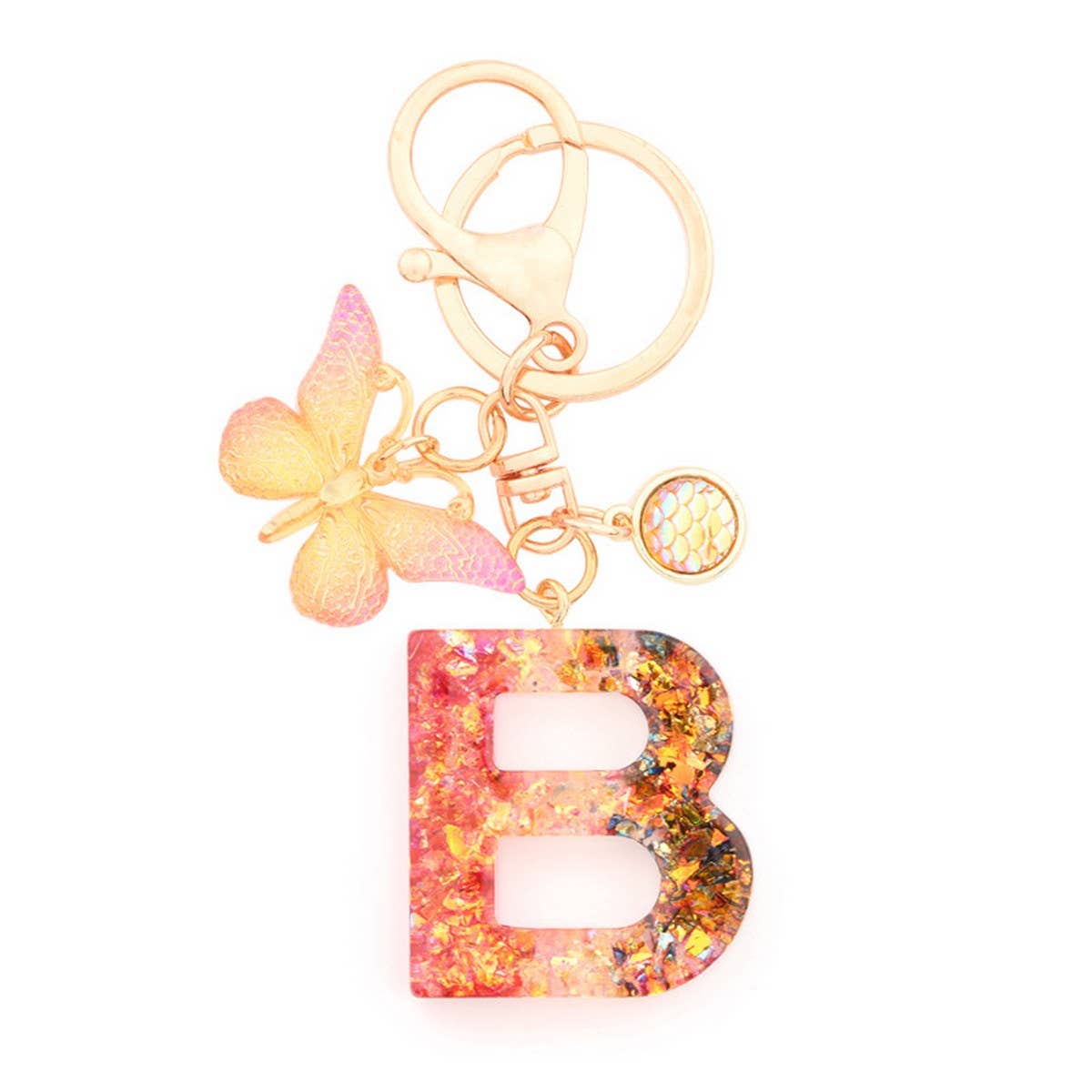 Creative Crystal Letter Keychain with Resin Sequins_CWAB5021