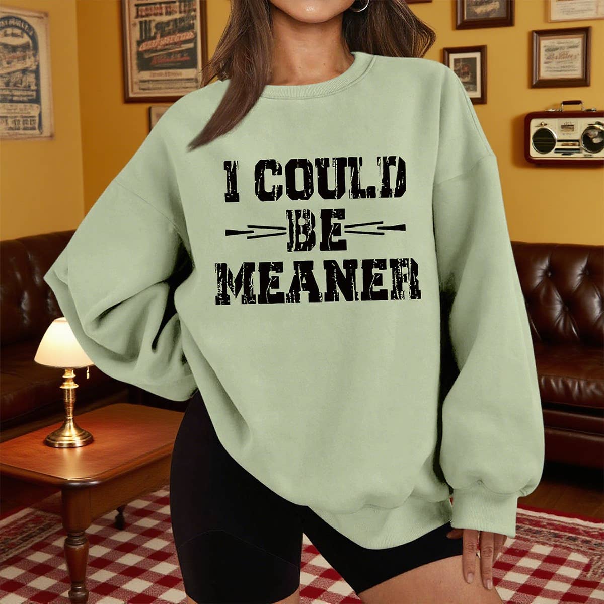 I could be meaner printed thickened warm hoodie