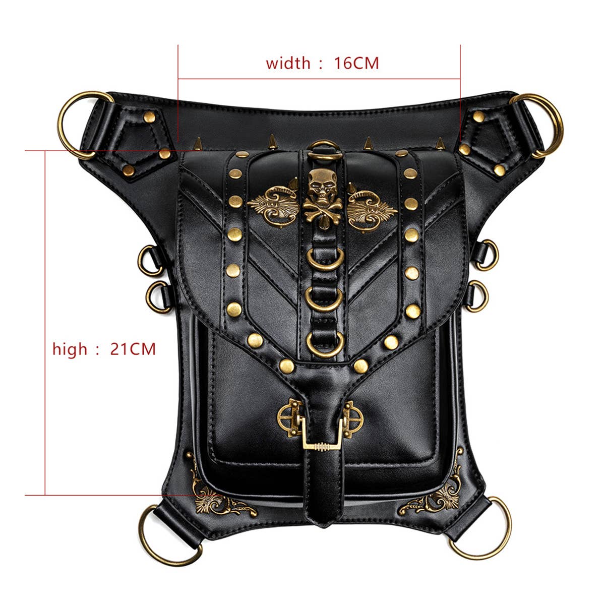 RETRO SKULL GOTHIC STEAMPUNK LEG BAG WALLET_CWAB0646