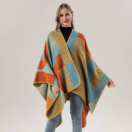 FAUX CASHMERE SHAWL WARM DOUBLE-SIDED CLOAK