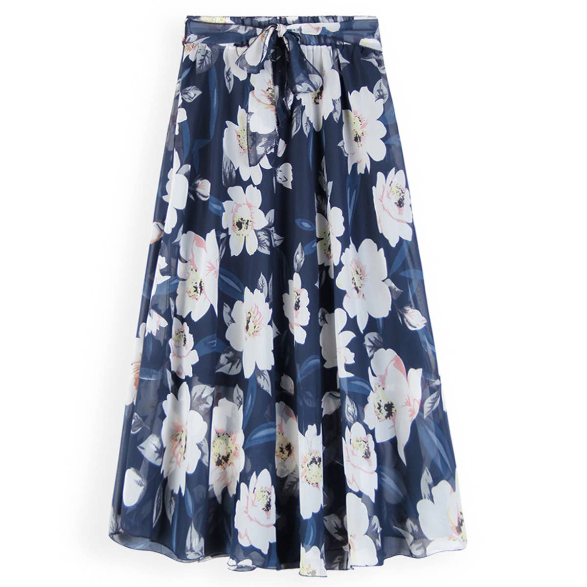 Floral big swing chiffon skirt