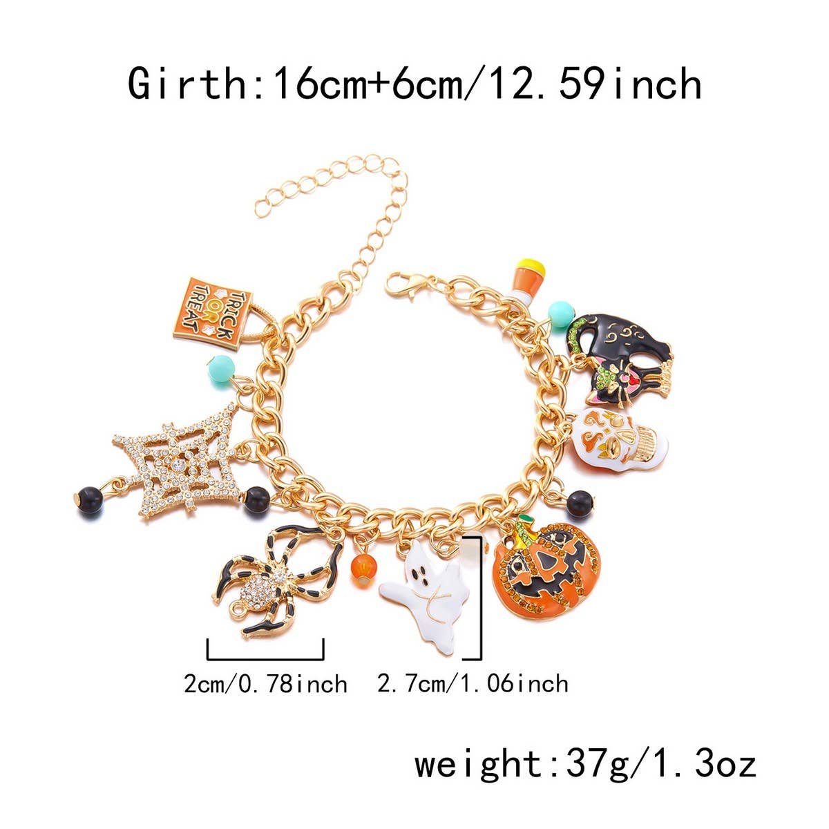 CWAHA3285_HALLOWEEN PUMPKIN SPIDER COMBINATION BRACELET
