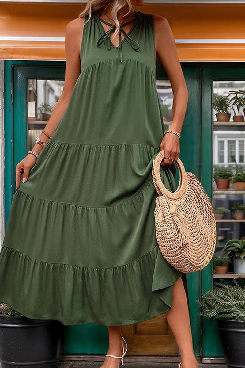 CWDMD2557_SLEEVELESS VEST LOOSE LONG DRESS