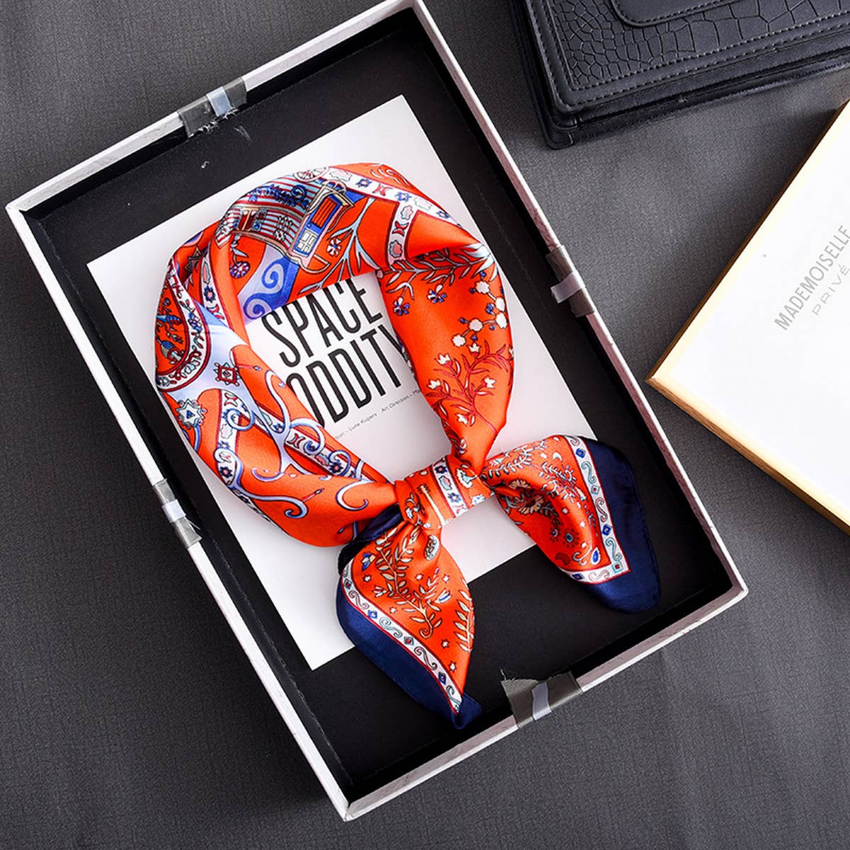 CWASC2407_CONTRAST COLOR POLKA DOT TRENDY RETRO SCARF