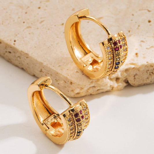 Starry Hoop Earrings Gold-Plated Unique Design_CWMM8534