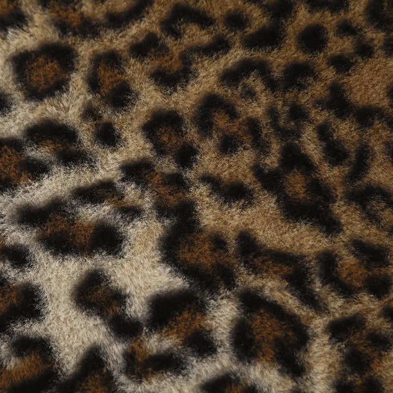 LEOPARD PRINT FUR LAPEL BAGGY VINTAGE ZIP HOODIE