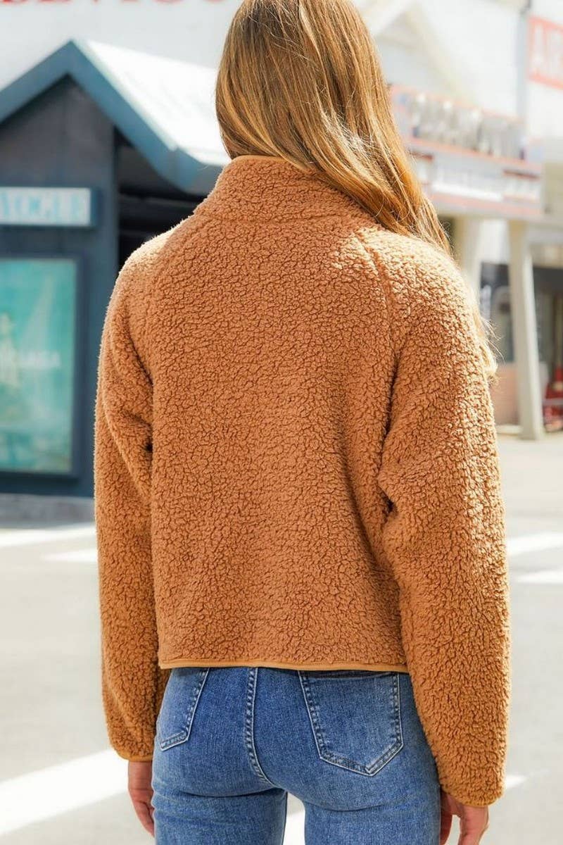 WOMEN HIGH NECK QUILTING ZIP UP FLEECE JACKET_CWOJA0622