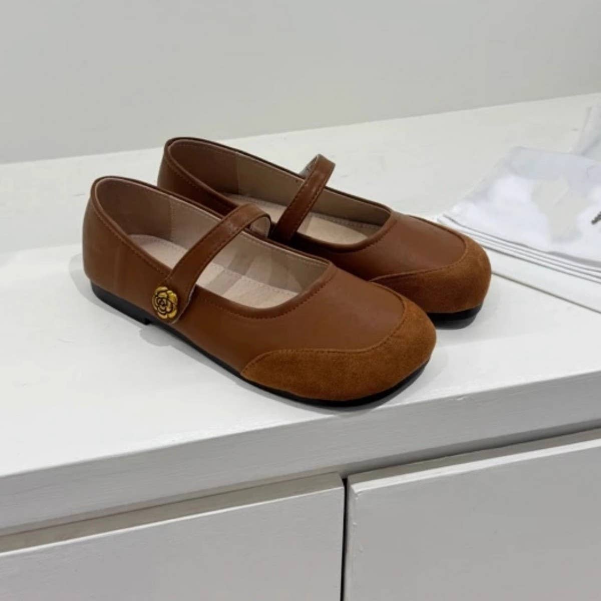 Floral Soft Sole Mango Toe Mary Jane Flats