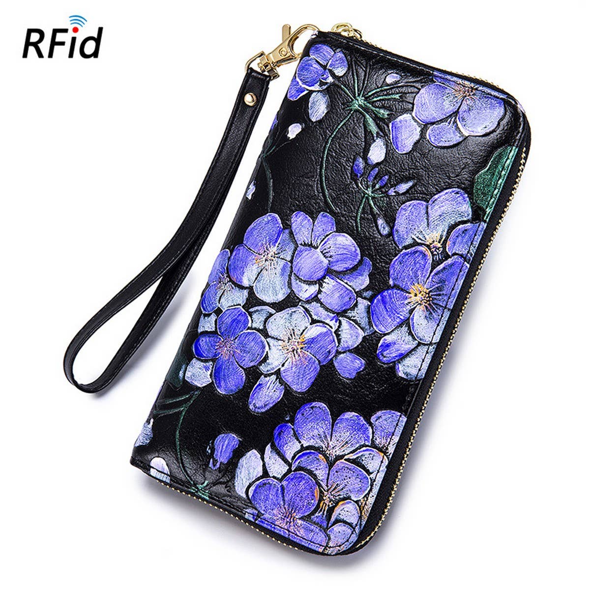 FASHION COWHIDE LONG ZIPPER GENUINE LEATHER WALLET_CWAB3736