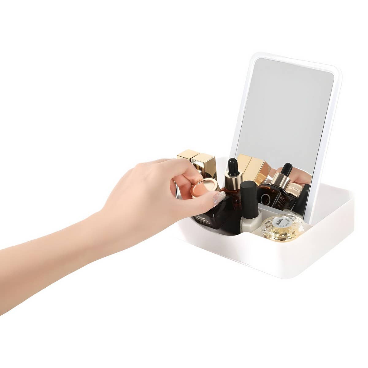 FOLDING STORAGE DRESSING BOX LED MAKEUP MIRROR
